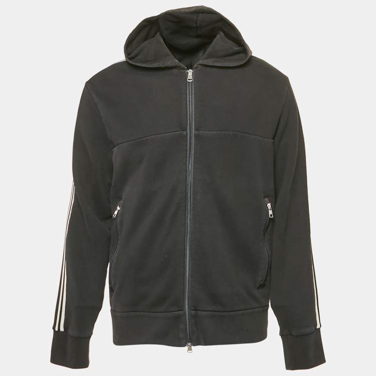 Pre Owned Moncler Black Jersey Zip-Up Hooded Jacket XL