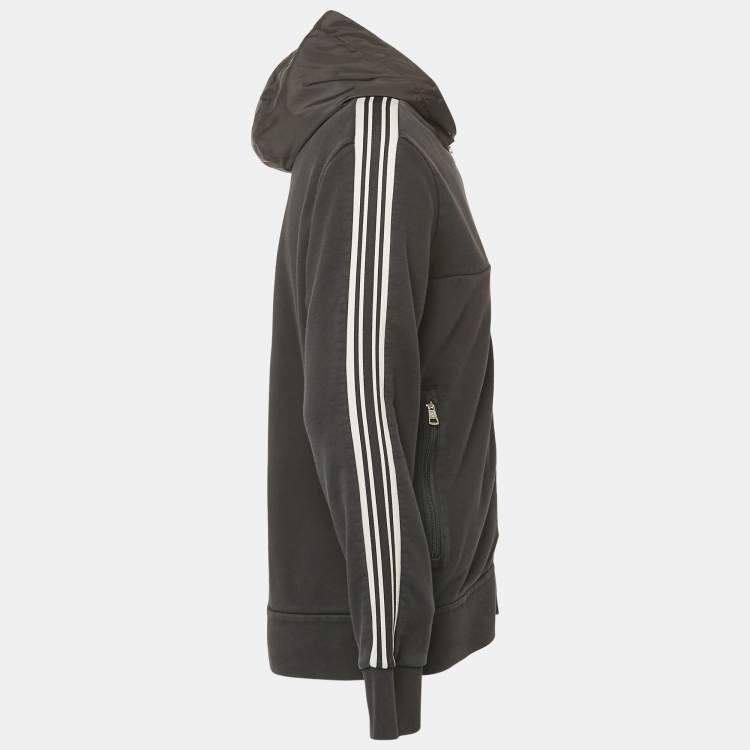Pre Owned Moncler Black Jersey Zip-Up Hooded Jacket XL