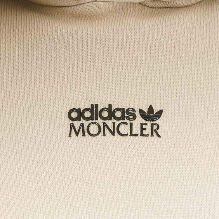 Pre Owned Moncler x Adidas Grey Cotton and Puffer Trim Hoodie S