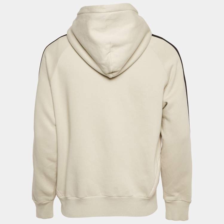 Pre Owned Moncler x Adidas Grey Cotton and Puffer Trim Hoodie S