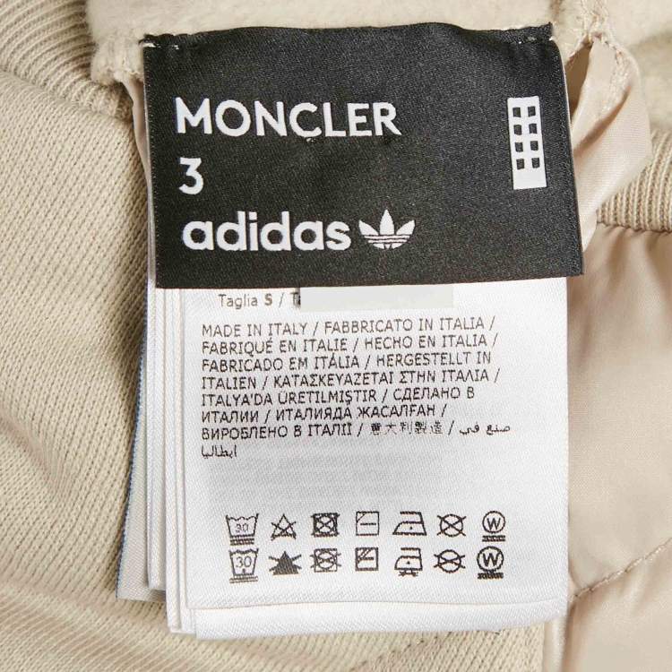 Pre Owned Moncler x Adidas Grey Cotton and Puffer Trim Hoodie S