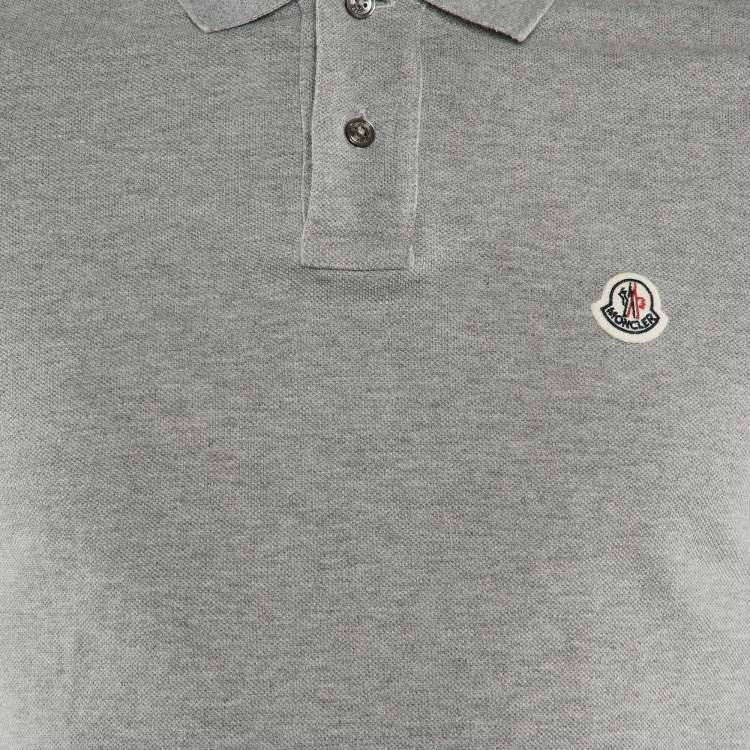 Pre Owned Moncler Grey Cotton Logo Sleeve Detail Polo T-Shirt S