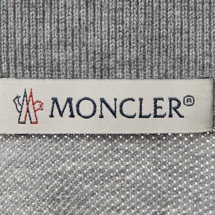 Pre Owned Moncler Grey Cotton Logo Sleeve Detail Polo T-Shirt S