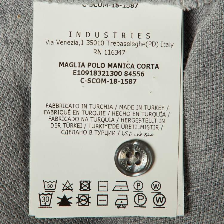 Pre Owned Moncler Grey Cotton Logo Sleeve Detail Polo T-Shirt S