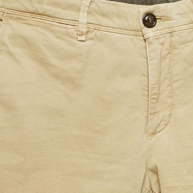 Pre Owned Moncler Beige Cotton Gabardine Bermuda Shorts S