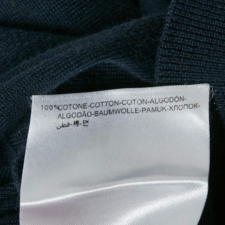 Pre Owned Moncler Blue Cotton Long Sleeve Sweater M