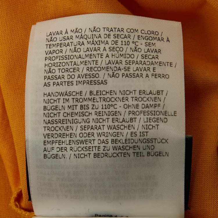 Pre Owned Moncler Yellow Printed Jersey Crew Neck T-Shirt M
