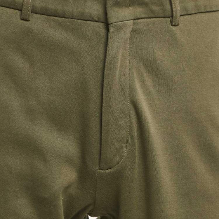 Pre Owned Moncler Olive Green Jersey Trousers L