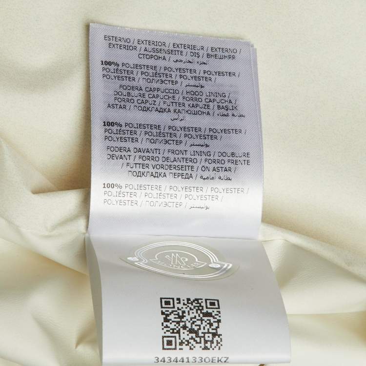 Pre Owned Moncler White Printed Polyester Hooded Jacket M