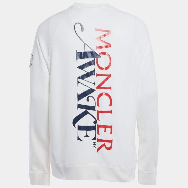 Pre Owned Moncler Genius 1952 X Awake NY White Printed Cotton Knit Sweatshirt L