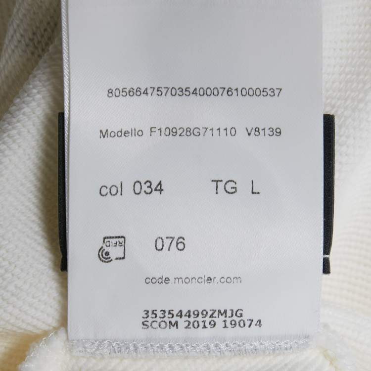 Pre Owned Moncler Genius 1952 X Awake NY White Printed Cotton Knit Sweatshirt L