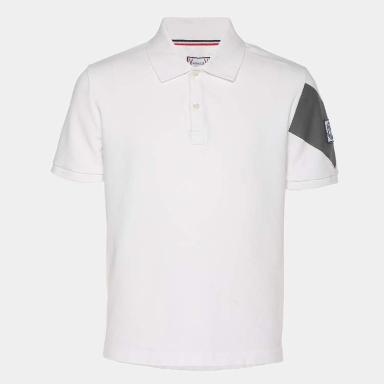 مملوكة مسبقًا Moncler White Jersey Logo Patch Polo T-Shirt M