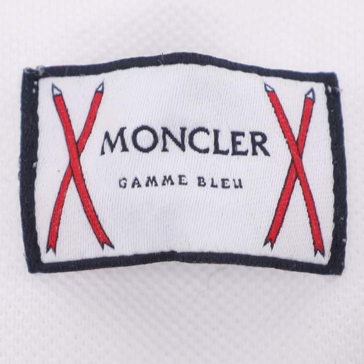 مملوكة مسبقًا Moncler White Jersey Logo Patch Polo T-Shirt M