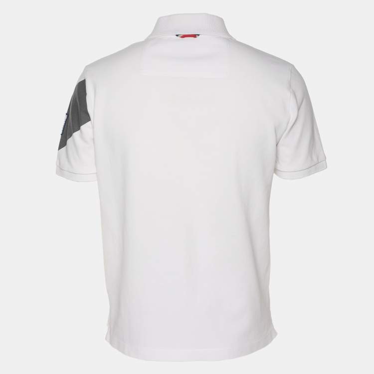 مملوكة مسبقًا Moncler White Jersey Logo Patch Polo T-Shirt M
