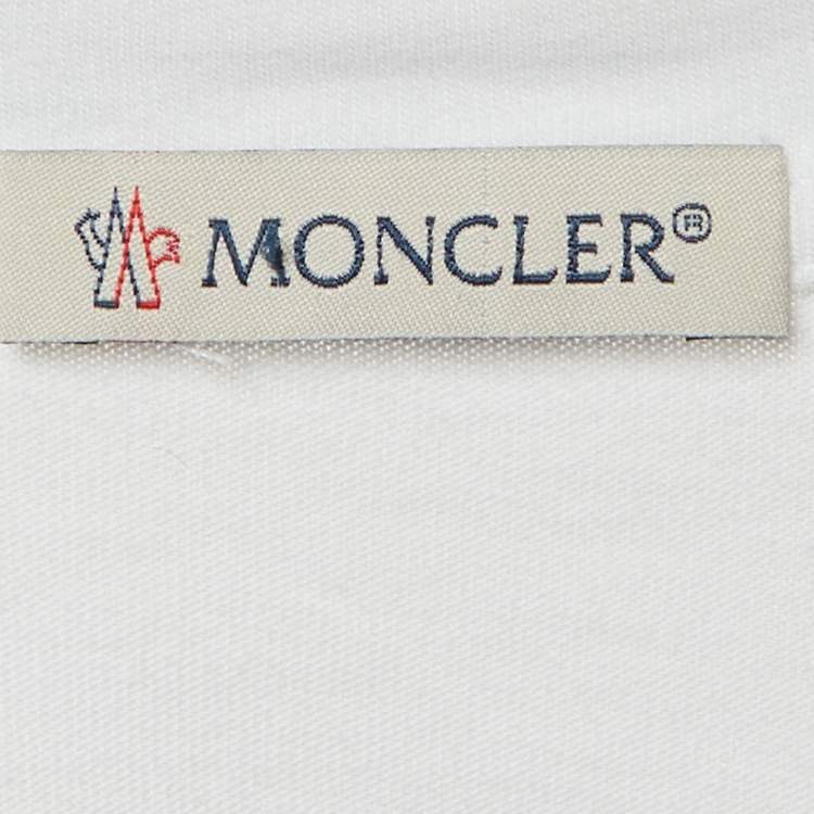 Pre Owned Moncler White Tibetan Flags Print Cotton Crew Neck T-Shirt L