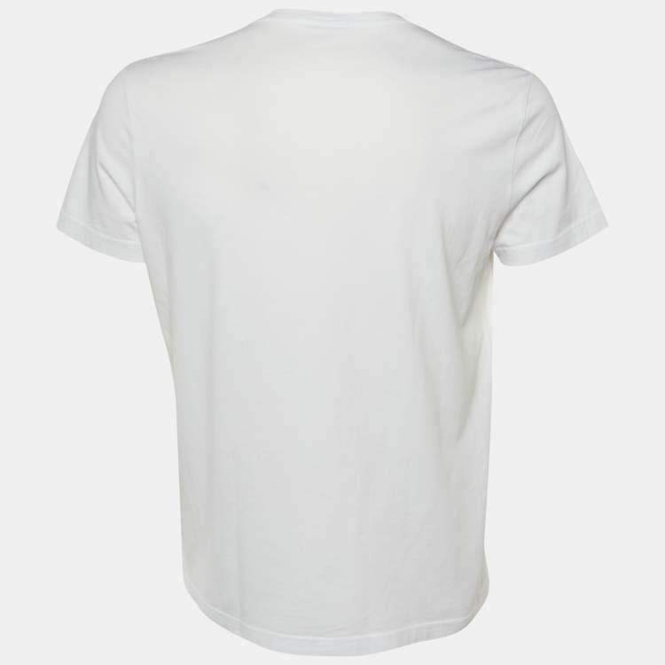 Pre Owned Moncler White Tibetan Flags Print Cotton Crew Neck T-Shirt L