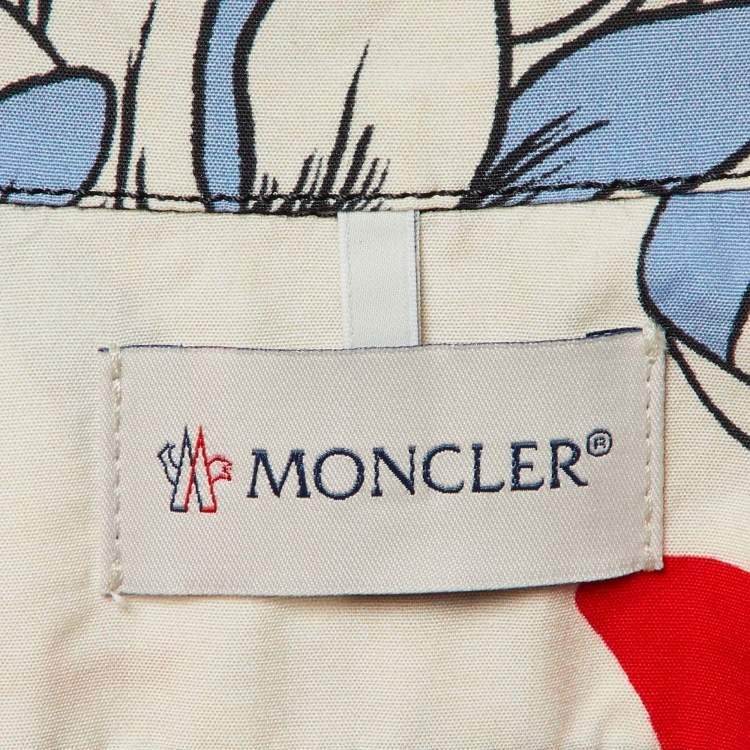 مملوكة مسبقًا قميص مونكلير قطن بطبعة زهور متعددة الألوان بياقة معسكر مقاس متوسط (ميديم)