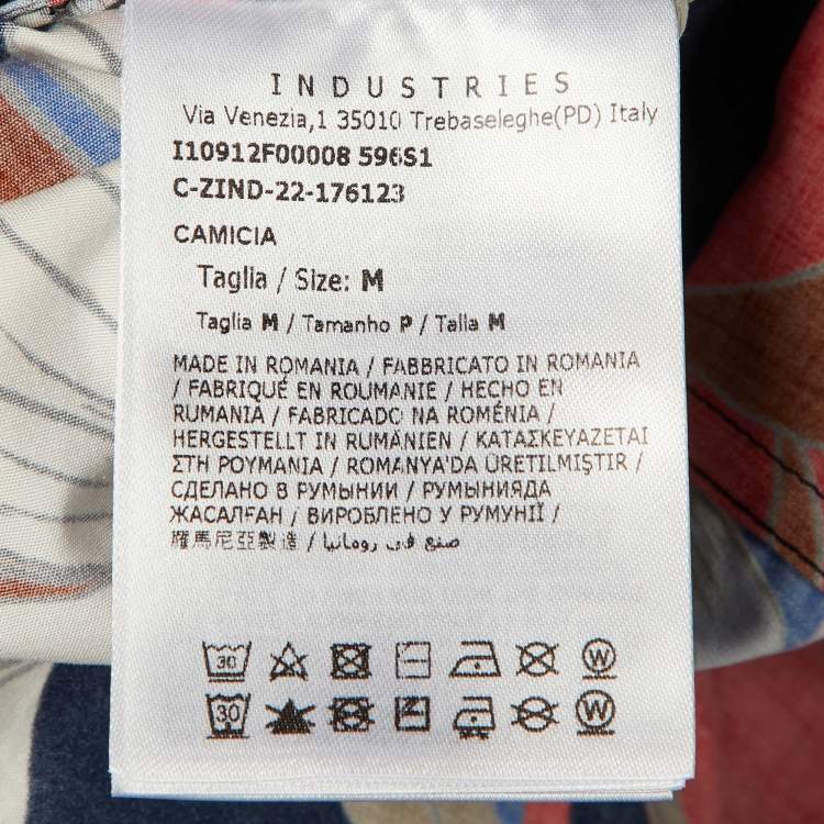 مملوكة مسبقًا قميص مونكلير قطن بطبعة زهور متعددة الألوان بياقة معسكر مقاس متوسط (ميديم)