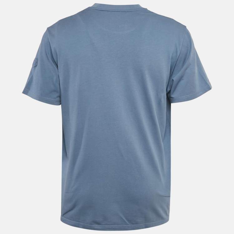 Pre Owned تي شيرت مونكلر أزرق جيرسي شعار بكسلي جيرسي كرو مقاس كبير (لارج)