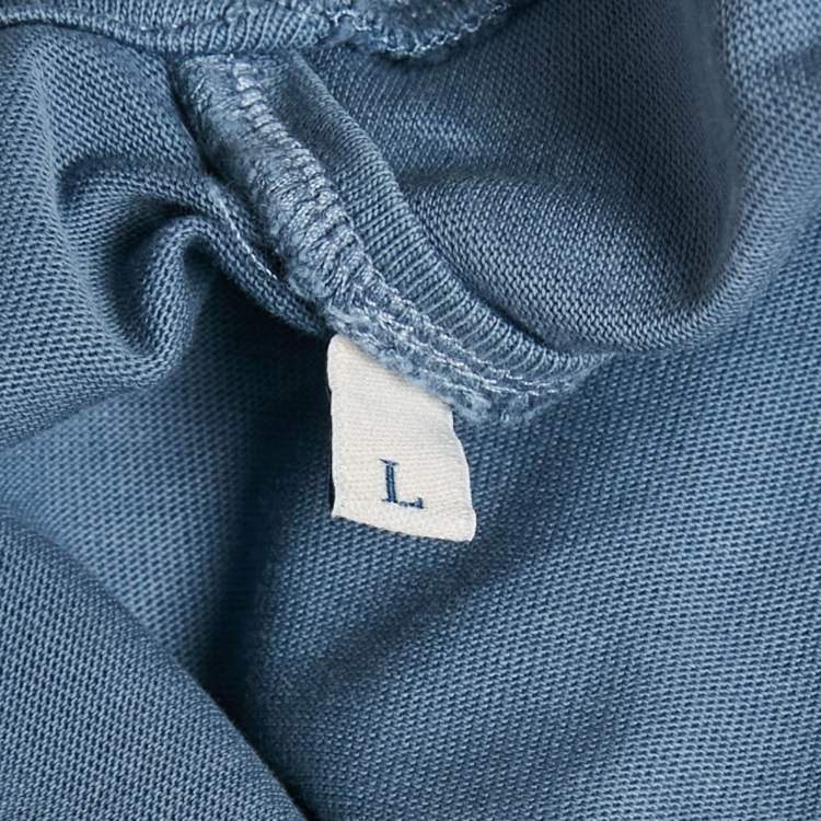 Pre Owned تي شيرت مونكلر أزرق جيرسي شعار بكسلي جيرسي كرو مقاس كبير (لارج)