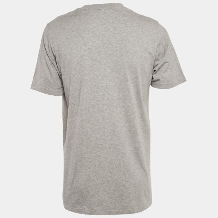 Pre Owned Moncler Grey Logo Applique Jersey T-Shirt L