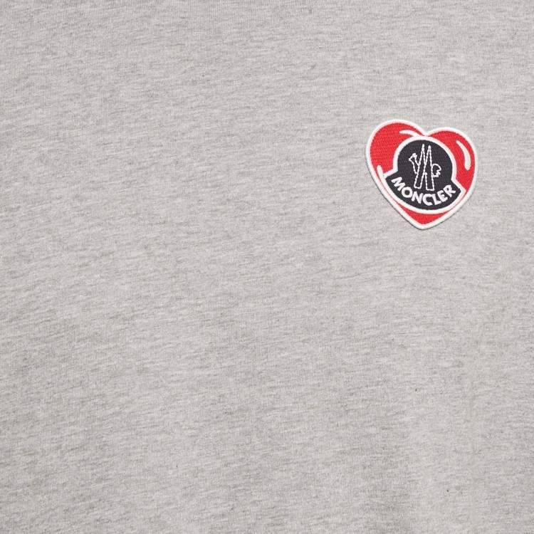 Pre Owned Moncler Grey Logo Applique Jersey T-Shirt L