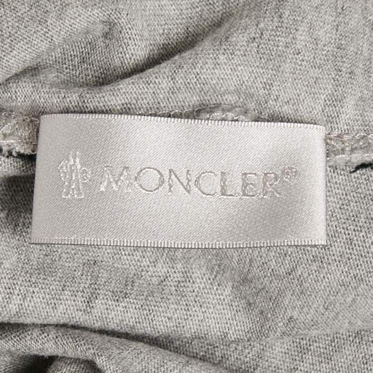 Pre Owned Moncler Grey Logo Applique Jersey T-Shirt L