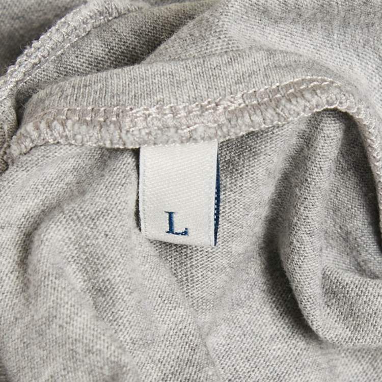 Pre Owned Moncler Grey Logo Applique Jersey T-Shirt L