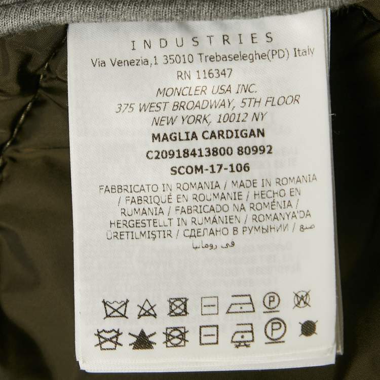 Pre Owned Moncler Grey  Rib Knit and Nylon Hooded Jacket L