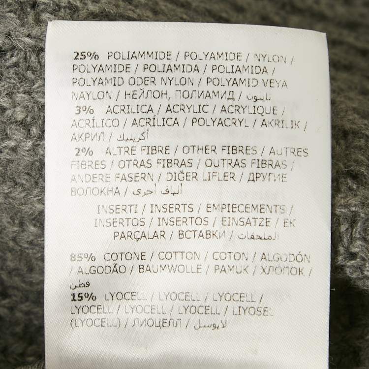 Pre Owned Moncler Grey  Rib Knit and Nylon Hooded Jacket L