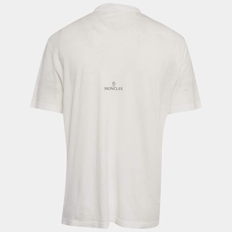 Pre Owned Moncler Blue Pixelated Logo Jersey Crewneck T-Shirt L