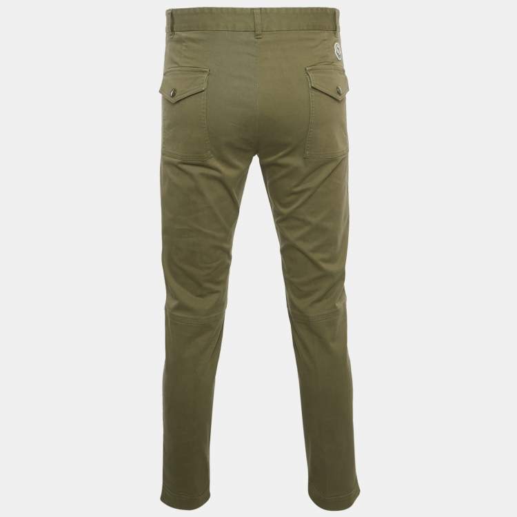 Pre Owned Moncler Green Gabardine Cargo Pants S