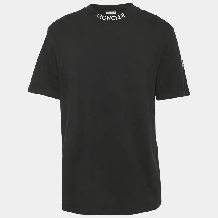 Pre Owned Moncler Black Cotton Knit Crew Neck T-Shirt L