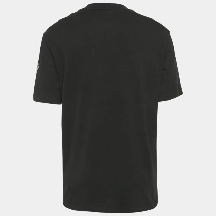 Pre Owned Moncler Black Cotton Knit Crew Neck T-Shirt L