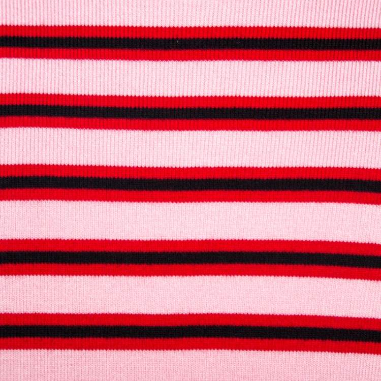 Pre Owned Moncler Grenoble Red Striped Wool Patch Detail Sweater L