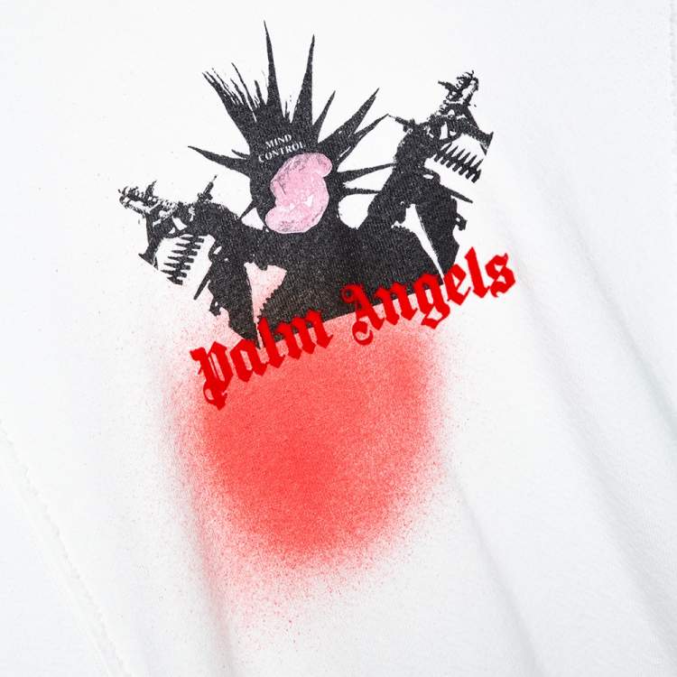 Pre Owned 8 Moncler x Palm Angels White Logo Print Cotton Oversized Hoodie S