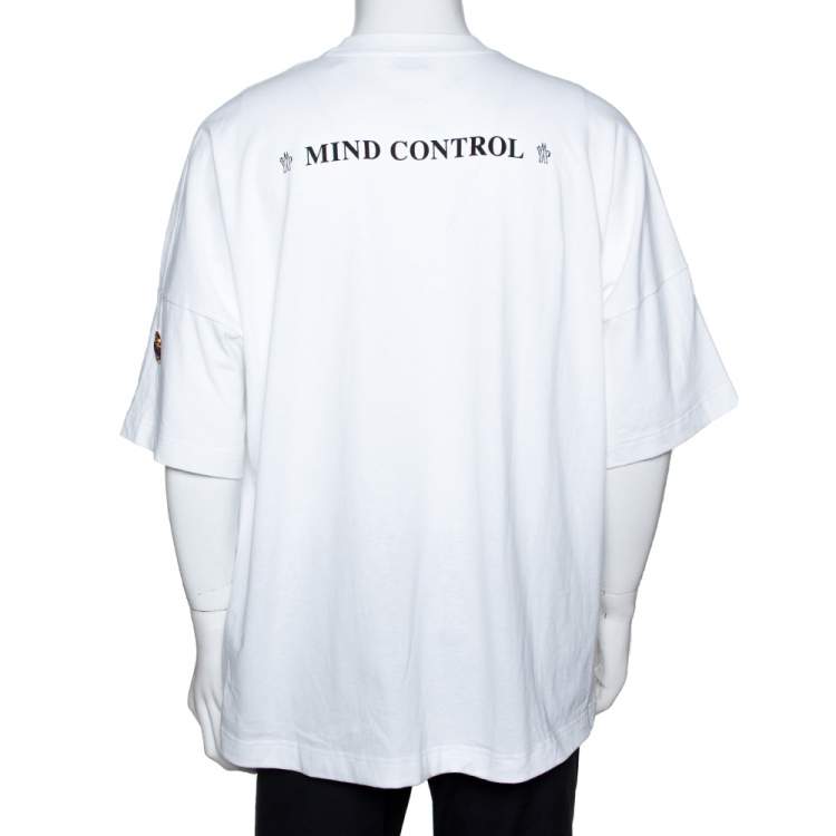 Pre Owned Moncler X Palm Angels White Graphic Print Cotton T-Shirt M