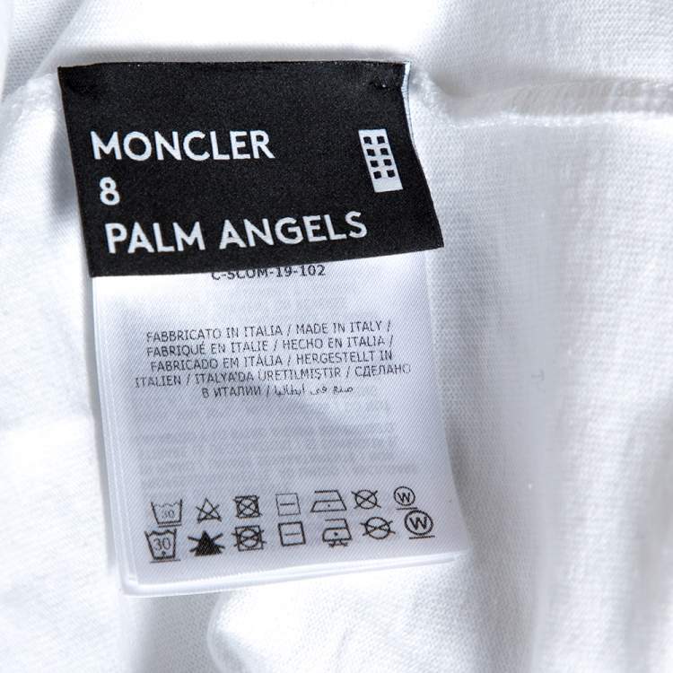 Pre Owned Moncler X Palm Angels White Graphic Print Cotton T-Shirt M