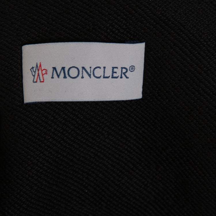 Pre Owned Moncler Black Knit Vertical Logo Printed Track Pants M