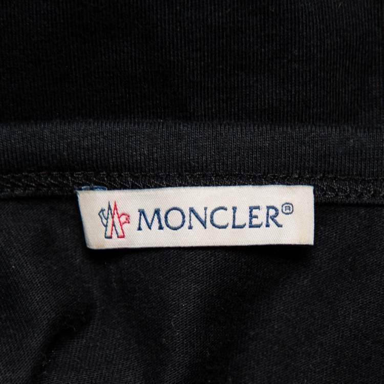 Pre Owned Moncler Black Cotton Applique Detail Crewneck T-Shirt L