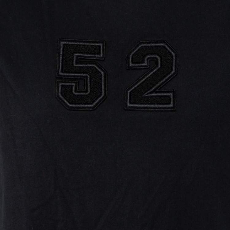 Pre Owned Moncler Black Cotton Applique Detail Crewneck T-Shirt L
