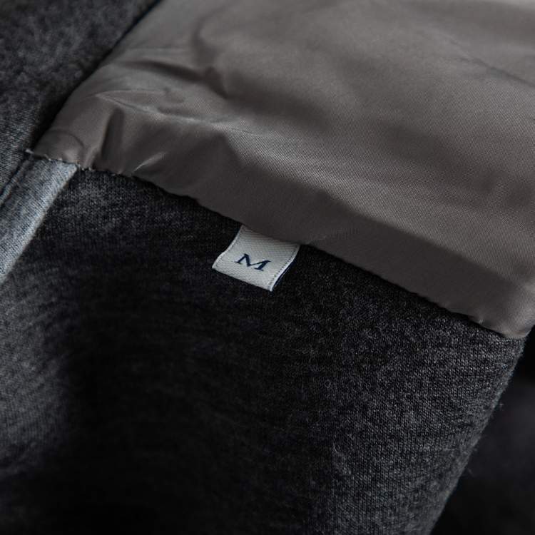 مملوكة مسبقًا Moncler Grey Wool & Quilted Synthetic Zip Front Hooded Maglia Jacket M