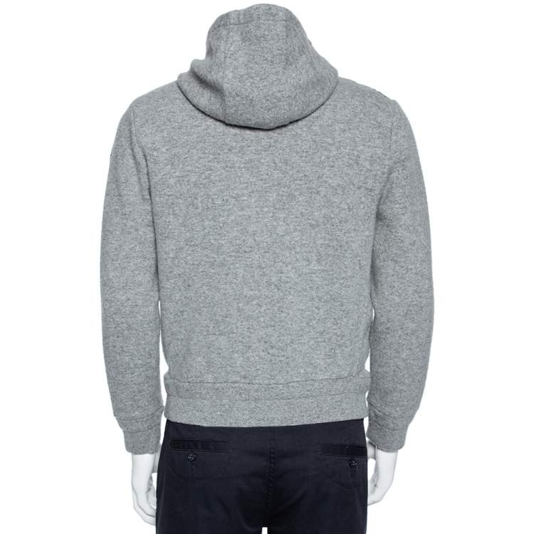 مملوكة مسبقًا Moncler Grey Wool & Quilted Synthetic Zip Front Hooded Maglia Jacket M