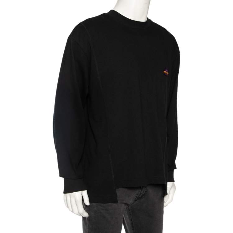 Moncler X Palm Angels Black Cotton Logo Embossed Long Sleeve T-Shirt L  Moncler