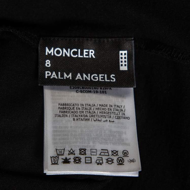 Pre Owned Moncler X Palm Angels Black Cotton Logo Embossed Long Sleeve T-Shirt L