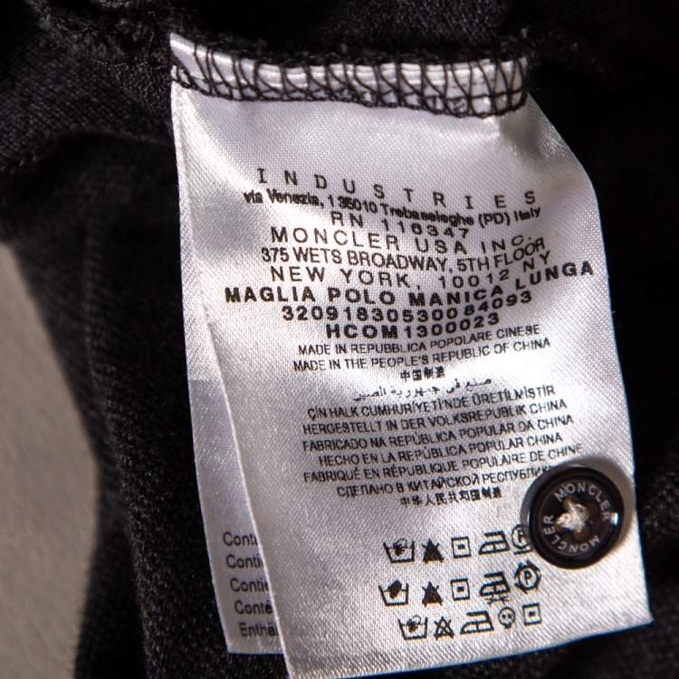 Pre Owned Moncler Grey Cotton Pique Long Sleeve Polo T-Shirt XL