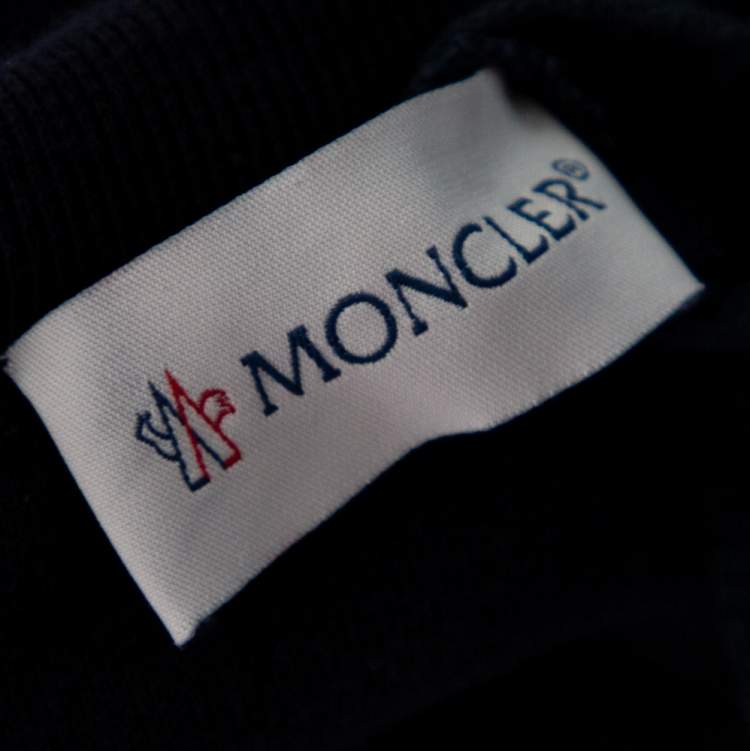 مملوكة مسبقًا Moncler Navy Blue Cotton Logo Applique Detailed Crewneck Sweatshirt XL