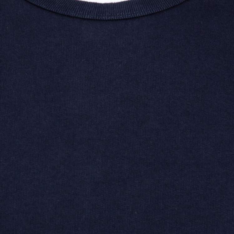 مملوكة مسبقًا Moncler Navy Blue Cotton Logo Applique Detailed Crewneck Sweatshirt XL