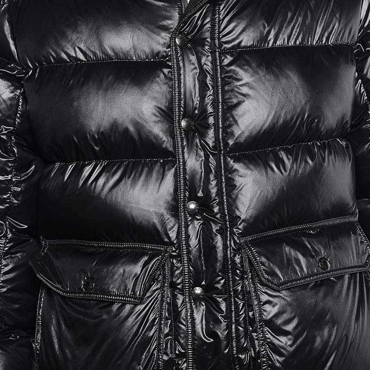 Pre Owned Moncler Black Coyote Fur Trim Hubert Puffer Jacket L
