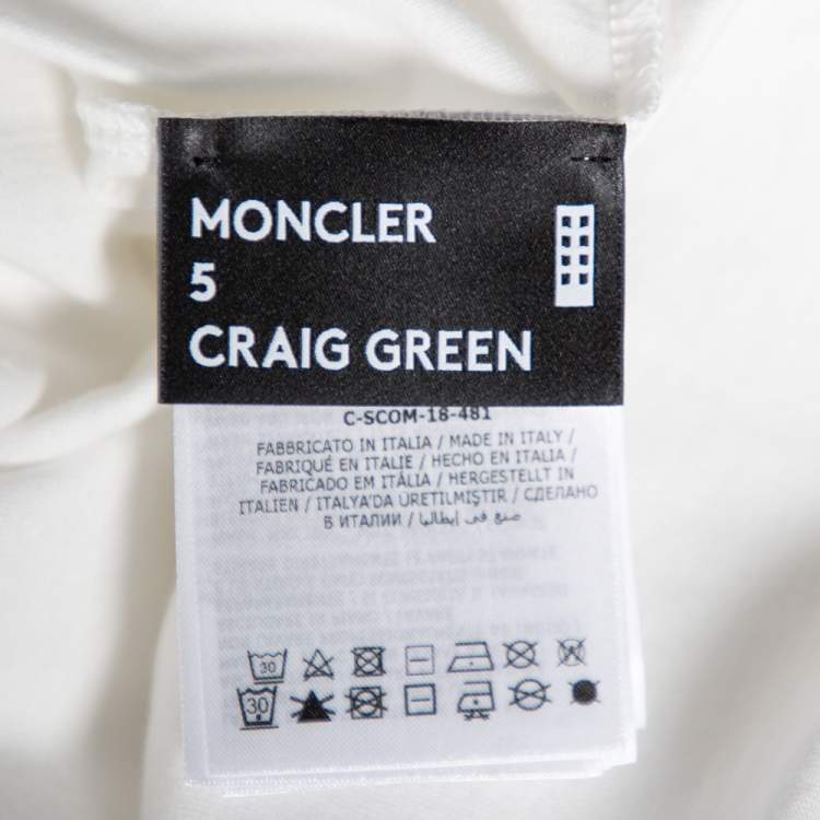 Pre Owned Moncler 5 Craig Green White Logo Printed Cotton Crewneck T-Shirt L 